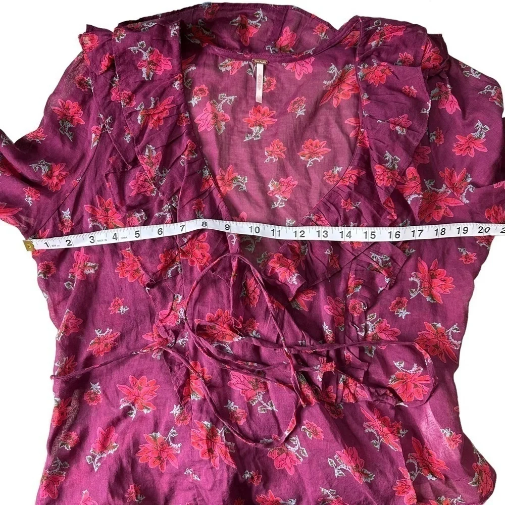 Free People Amanda Ruffle Long Sleeve Top Women's Size Large